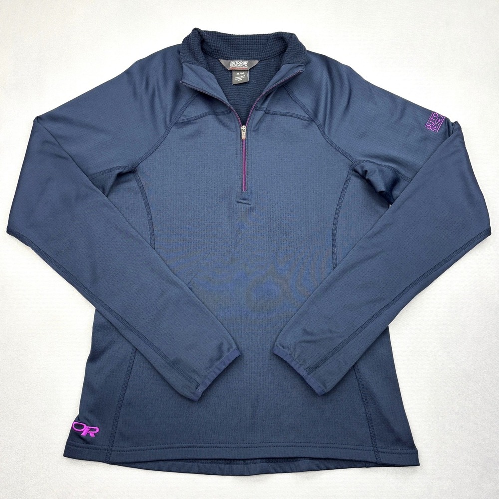 Outdoor Research Pullover Womens Medium Blue Radiant LT Grid Fleece Quarter Zip